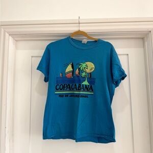 Vintage Mens Blue Copacabana Graphic T-Shirt